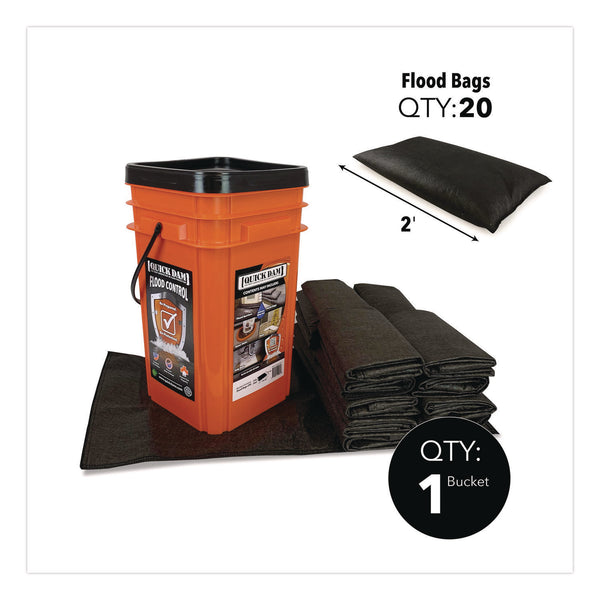 Quick Dam Outdoor Grab and Go Bucket Kit, (1) Bucket, (20) Flood Bags (QKDQDGGFB20) Each