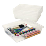 Storex Storage Tray, Flat, 1.69 gal, 10.65" x 13.17" x 2.96", Translucent, 5/Pack (STX62565U05C) Each