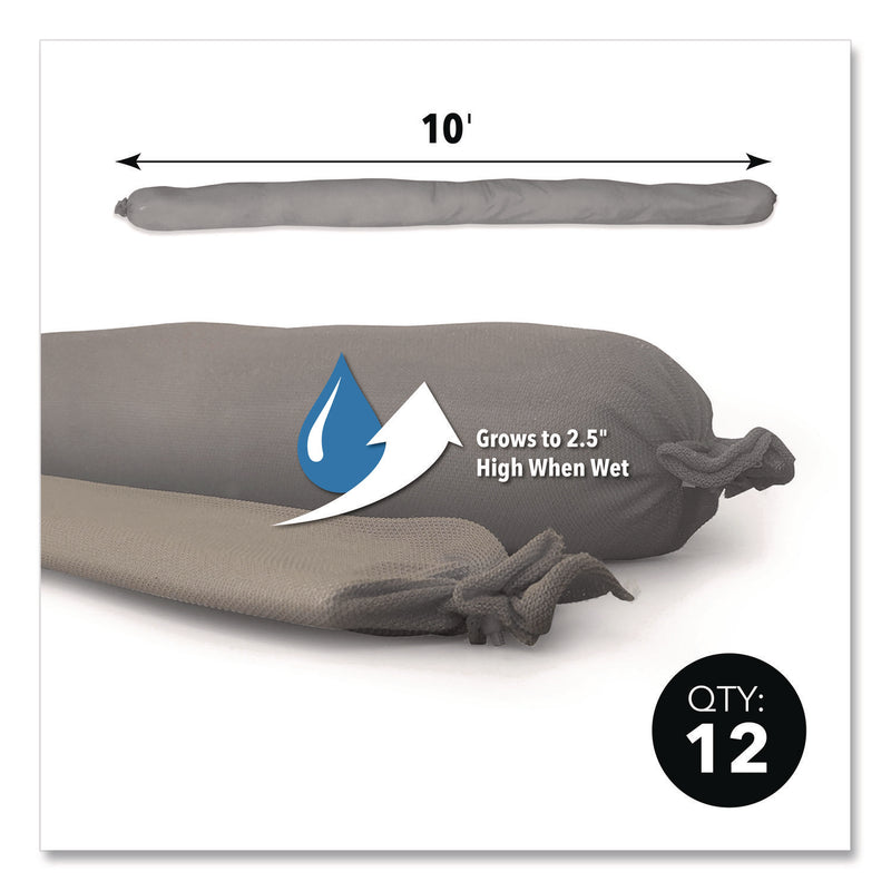 Quick Dam Water Dams, 2.5" x 10 ft x 2.5", Gray, 12/Box (QKDWUB21012G) Box of 2