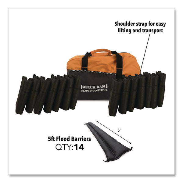 Quick Dam Flood Barrier Duffel Bag Kit, (1) Duffel, (14) 5 ft Flood Barriers (QKDQDDUFF514) Each