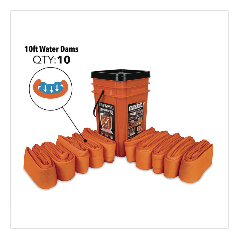 Quick Dam Indoor Bucket Kit, (1) Bucket, (10) 10 ft Water Dams (QKDWUGG1010) Each