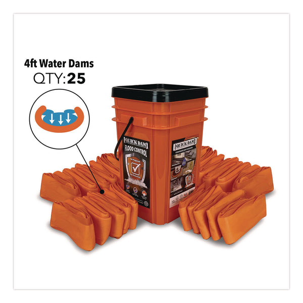 Quick Dam Indoor Bucket Kit, (1) Bucket, (25) 4 ft Water Dams (QKDWUGG425) Each