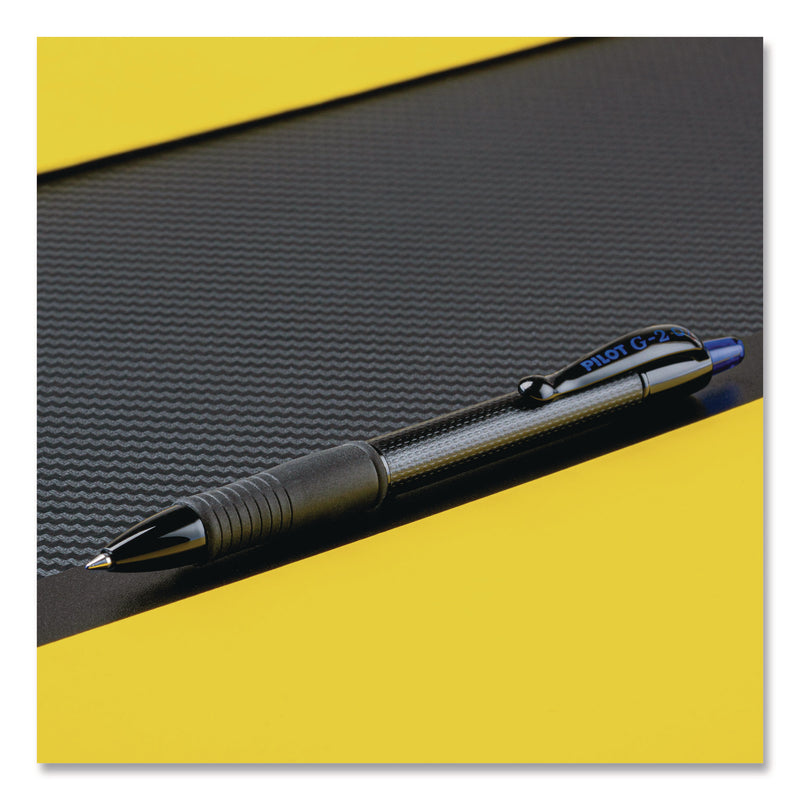 Pilot® G2 Edge Premium Gel Roller Pen, Retractable, Fine 0.7 mm, Blue Ink, Black/Blue Barrel, Dozen (PIL20833) 1 Dozen