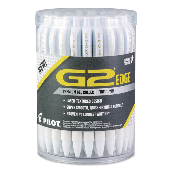 Pilot® G2 Edge Premium Gel Roller Pen, Retractable, Fine 0.7 mm, Black Ink, White Barrel, 36/Pack (PIL20866) Each