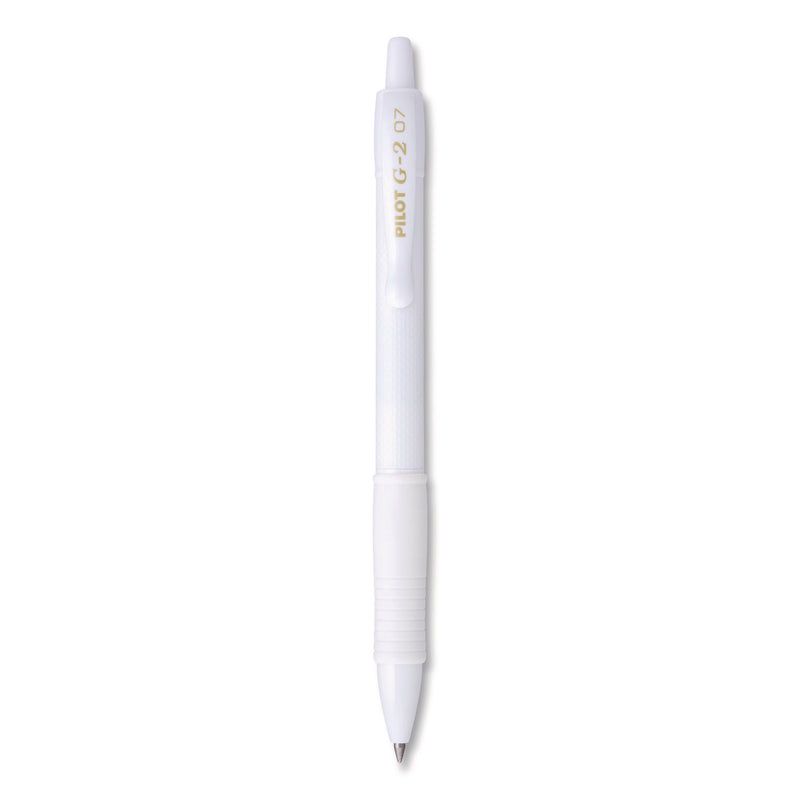 Pilot® G2 Edge Premium Gel Roller Pen, Retractable, Fine 0.7 mm, Black Ink, White Barrel, Dozen (PIL20839) 1 Dozen
