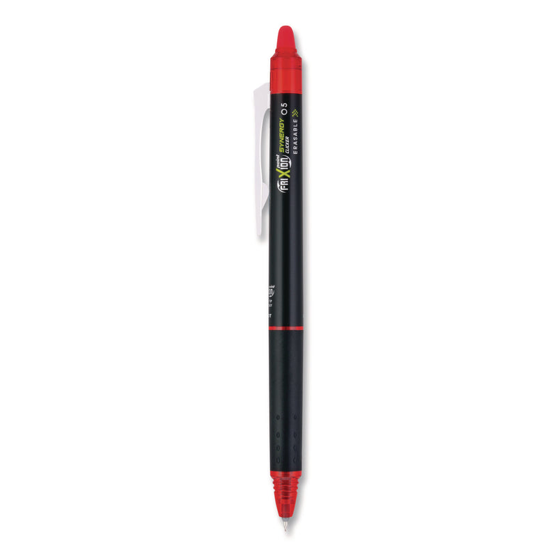 Pilot® Frixion Synergy Clicker Erasable Gel Pen, Retractable, Extra Fine 0.5 mm, Red Ink, Black/Red Barrel, Dozen (PIL17372) 1 Dozen