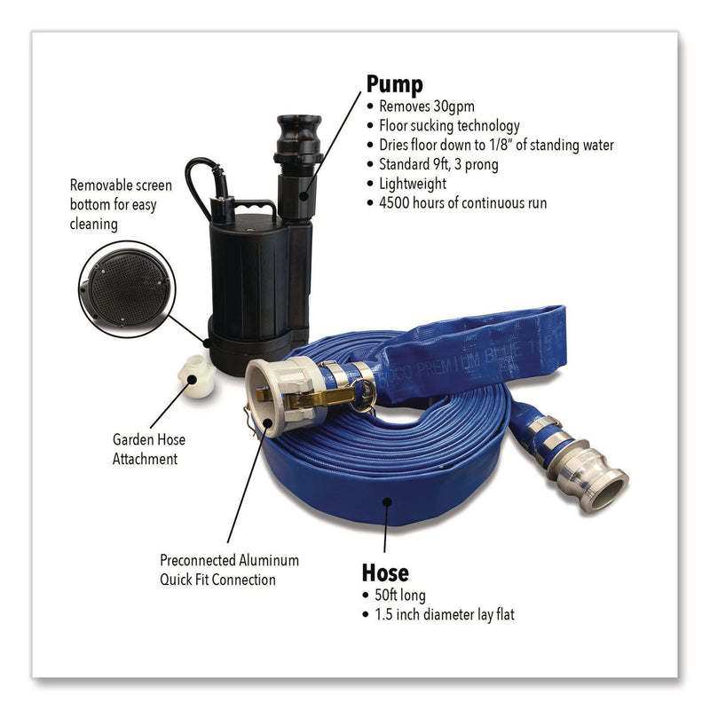 Quick Dam Pump Kit, (1) Pump, (2) 10 ft Water Barriers, (4) 10 ft Water Dams, 50 ft 1.5" dia Hose with Connectors (QKDQDPK3) Each