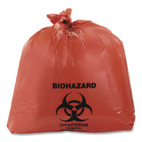 Heritage Healthcare Pre-Printed High-Density Can Liners, Biohazard: Infectious Waste, 45 gal, 16 mic, 40 x 48, Red, Flat Pack, 250/CT (HERZ8048VRP01) Case of 250