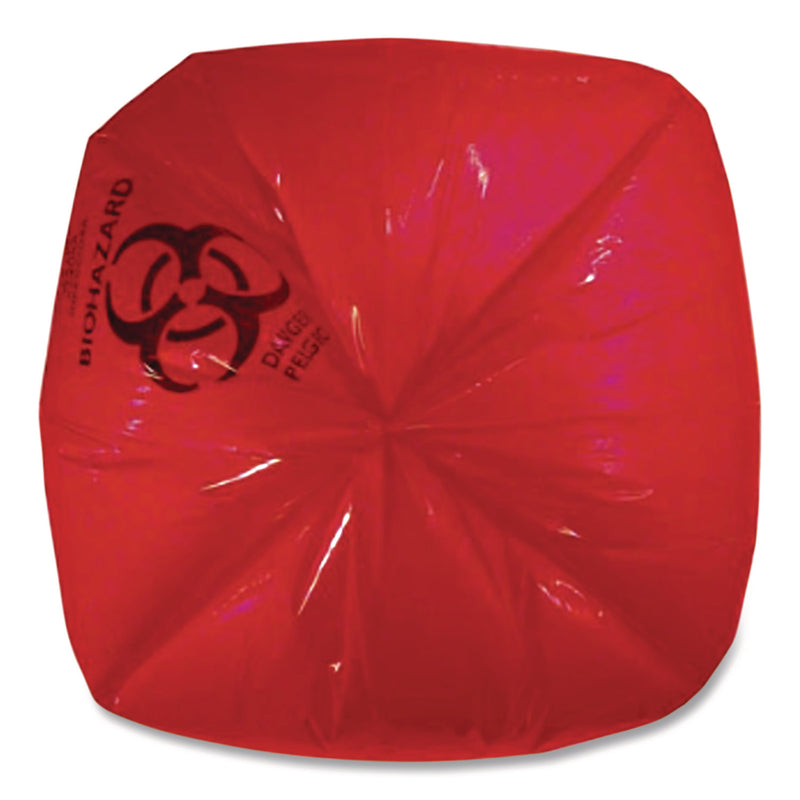 Heritage Healthcare Pre-Printed High-Density Can Liners, Biohazard: Infectious Waste, 45 gal, 16 mic, 40 x 48, Red, Flat Pack, 250/CT (HERZ8048VRP01) Case of 250
