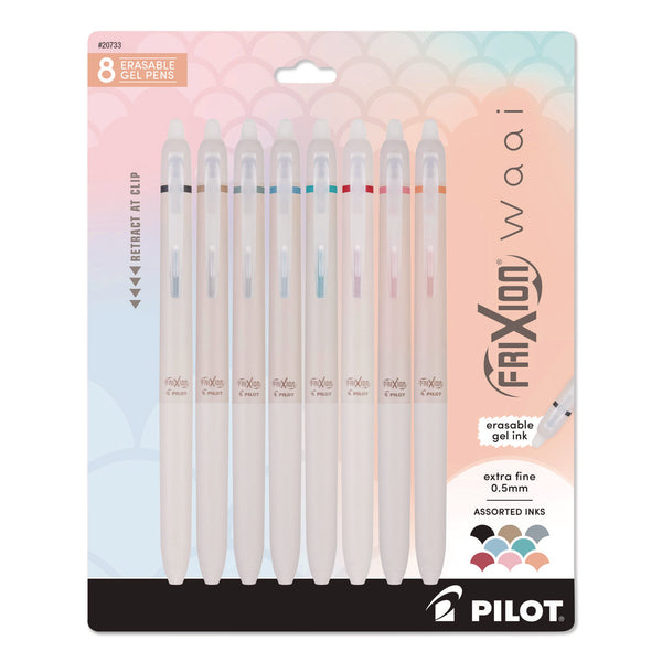 Pilot® Frixion Waai Erasable Gel Pen, Retractable, Extra Fine, 0.5 mm, Assorted Ink and Barrel Colors, 8/Pack (PIL20733) Pack of 8