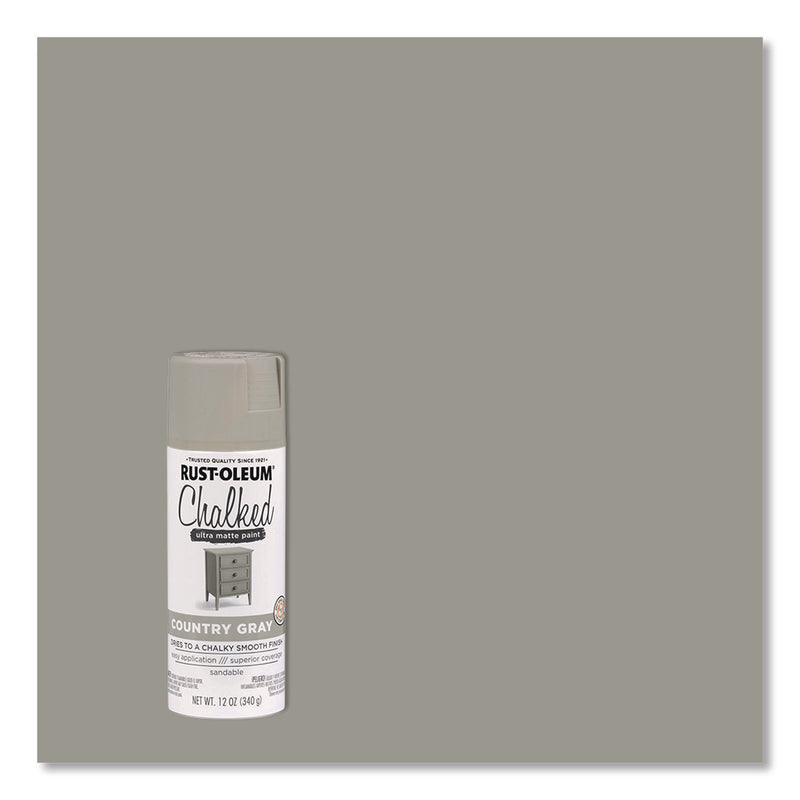 Rust-Oleum® Ultra Matte Chalked Paint, Matte Country Gray, 12 oz Aerosol Can, 6/Carton (RST302593) Case of 6