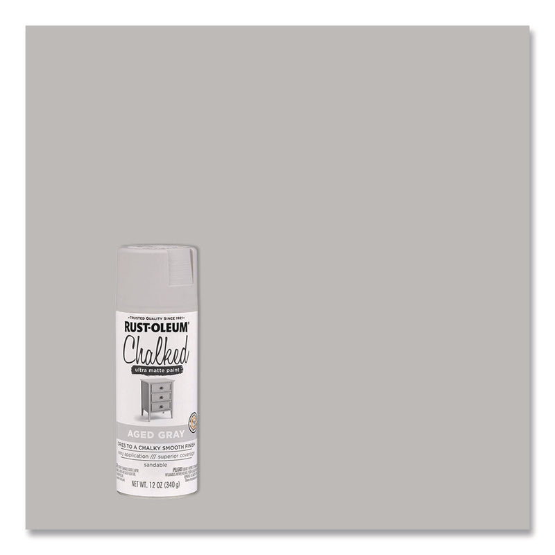 Rust-Oleum® Ultra Matte Chalked Paint, Matte Aged Gray, 12 oz Aerosol Can (RST302592EA) Each