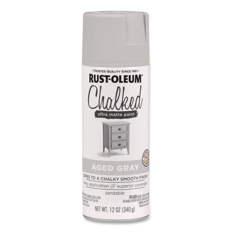 Rust-Oleum® Ultra Matte Chalked Paint, Matte Aged Gray, 12 oz Aerosol Can (RST302592EA) Each