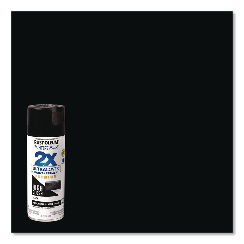 Rust-Oleum® Painter's Touch 2X Ultra Cover Spray Paint, High Gloss Black, 12 oz Aerosol Can, 6/Carton (RST331172) Case of 6