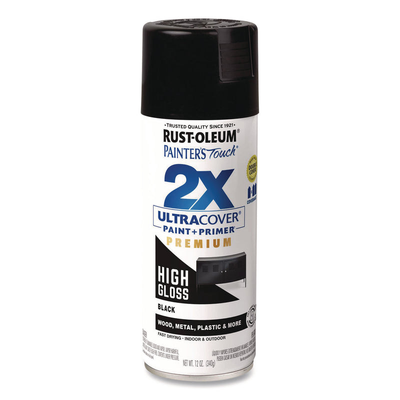 Rust-Oleum® Painter's Touch 2X Ultra Cover Spray Paint, High Gloss Black, 12 oz Aerosol Can, 6/Carton (RST331172) Case of 6