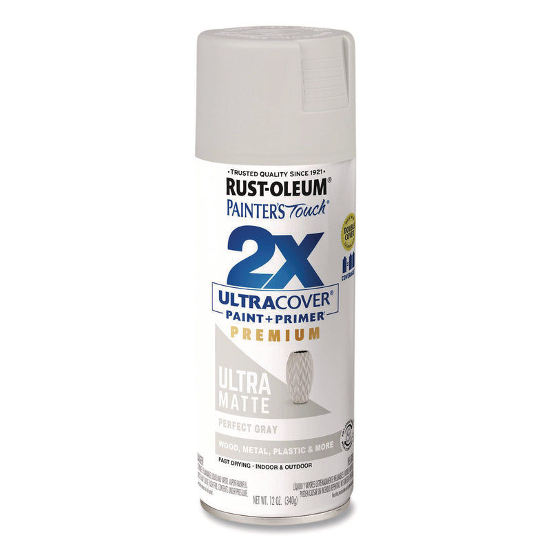 Rust-Oleum® Painter's Touch 2X Ultra Cover Spray Paint, Ultra Matte Gray, 12 oz Aerosol Can, 6/Carton (RST331184) Case of 6