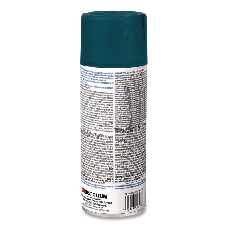 Rust-Oleum® Painter's Touch 2X Ultra Cover Spray Paint, Ultra Matte Teal, 12 oz Aerosol Can, 6/Carton (RST331185) Case of 6