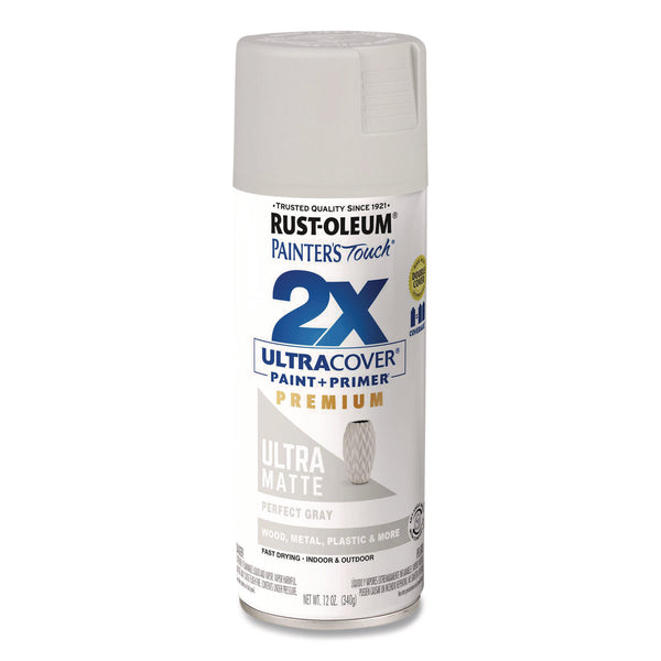 Rust-Oleum® Painter's Touch 2X Ultra Cover Spray Paint, Ultra Matte Gray, 12 oz Aerosol Can (RST331184EA) Each