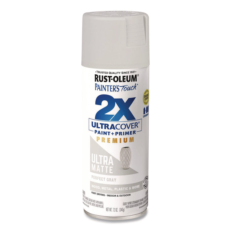Rust-Oleum® Painter's Touch 2X Ultra Cover Spray Paint, Ultra Matte Gray, 12 oz Aerosol Can (RST331184EA) Each