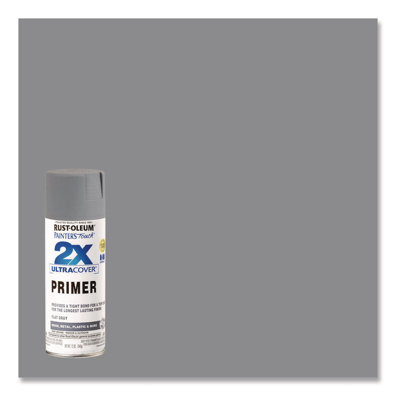 Rust-Oleum® Painter's Touch 2X Ultra Cover Spray Paint, Flat Gray, 12 oz Aerosol Can, 6/Carton (RST334017) Case of 6
