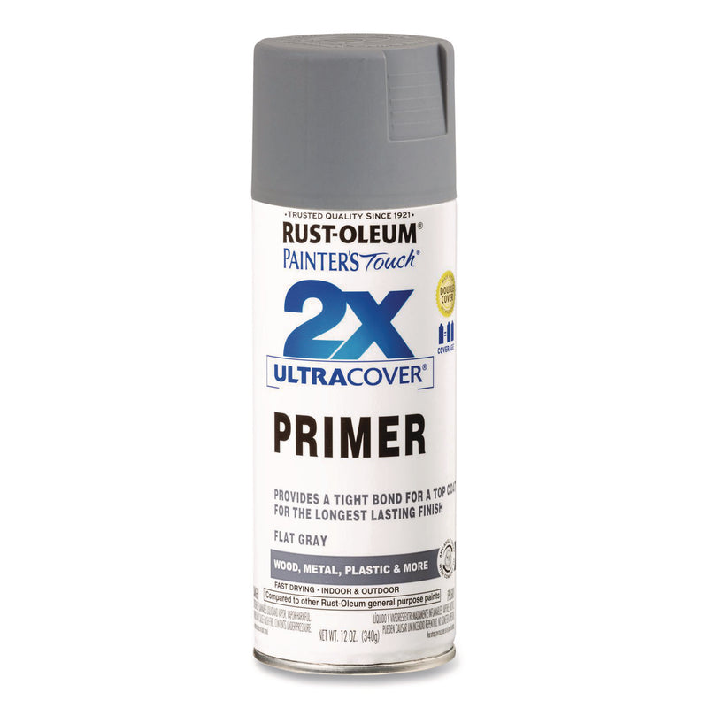 Rust-Oleum® Painter's Touch 2X Ultra Cover Spray Paint, Flat Gray, 12 oz Aerosol Can, 6/Carton (RST334017) Case of 6