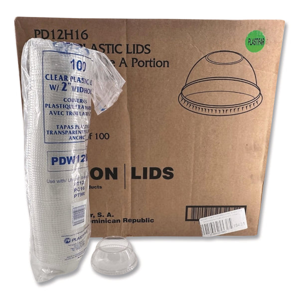Plastifar PET Lids, Fits 5 oz and 8 oz Sundae Cup, 100/Sleeve, 10/Sleeves/Carton (PST18431) Case of 1000