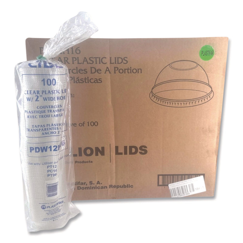 Plastifar PET Lids, Fits 5 oz and 8 oz Sundae Cup, 100/Sleeve, 10/Sleeves/Carton (PST18431) Case of 1000