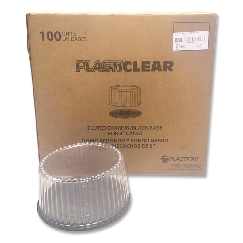 Plastifar Bakery Containers, 8" Cake, 9.7" Diameter x 5" h, Black/Clear, 100/Carton (PST18361) Case of 100