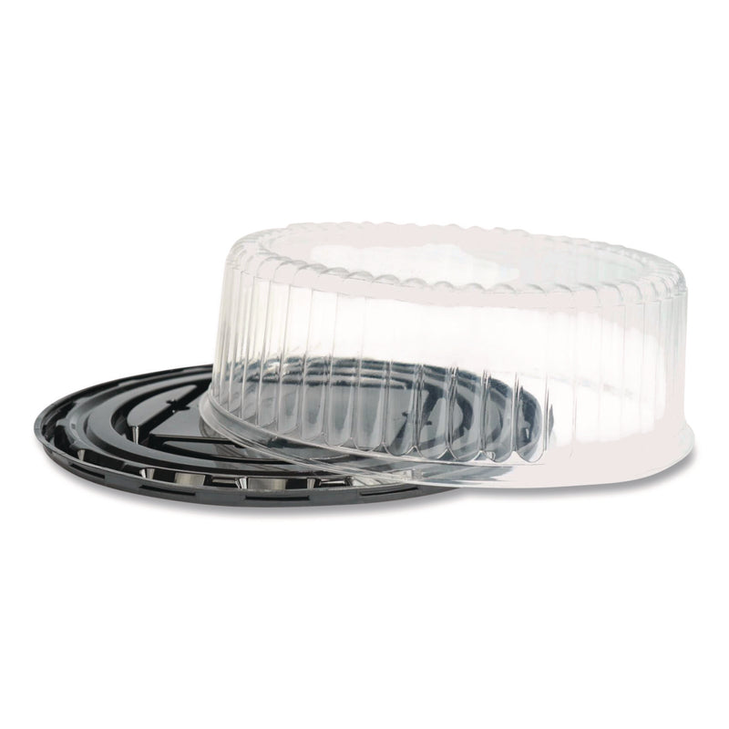 Plastifar Bakery Containers, 9" Cake Container, 11.2" Diameter x 3.5" h, Black/Clear, 50/Carton (PST18244) Case of 50