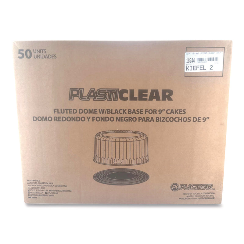 Plastifar Bakery Containers, 9" Cake Container, 11.2" Diameter x 3.5" h, Black/Clear, 50/Carton (PST18244) Case of 50