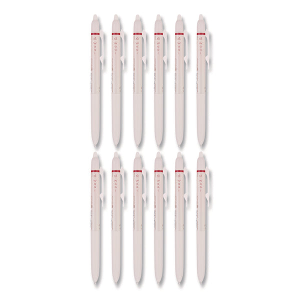 Pilot® Frixion Waai Erasable Gel Pen, Retractable, Extra Fine 0.5 mm, Cherry Ink, Beige/Cherry Barrel, Dozen (PIL21074) 1 Dozen
