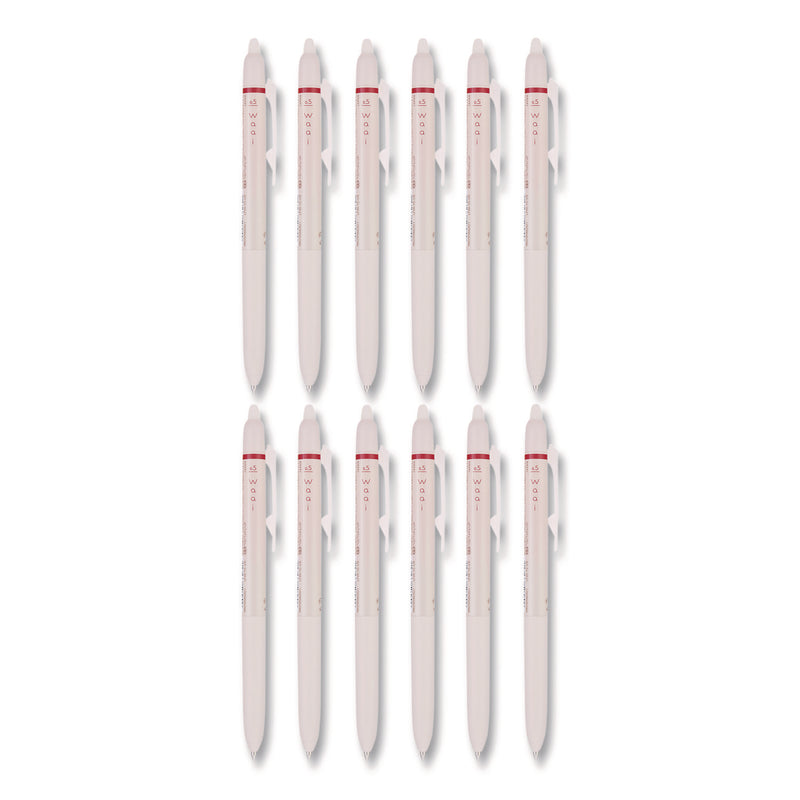 Pilot® Frixion Waai Erasable Gel Pen, Retractable, Extra Fine 0.5 mm, Cherry Ink, Beige/Cherry Barrel, Dozen (PIL21074) 1 Dozen