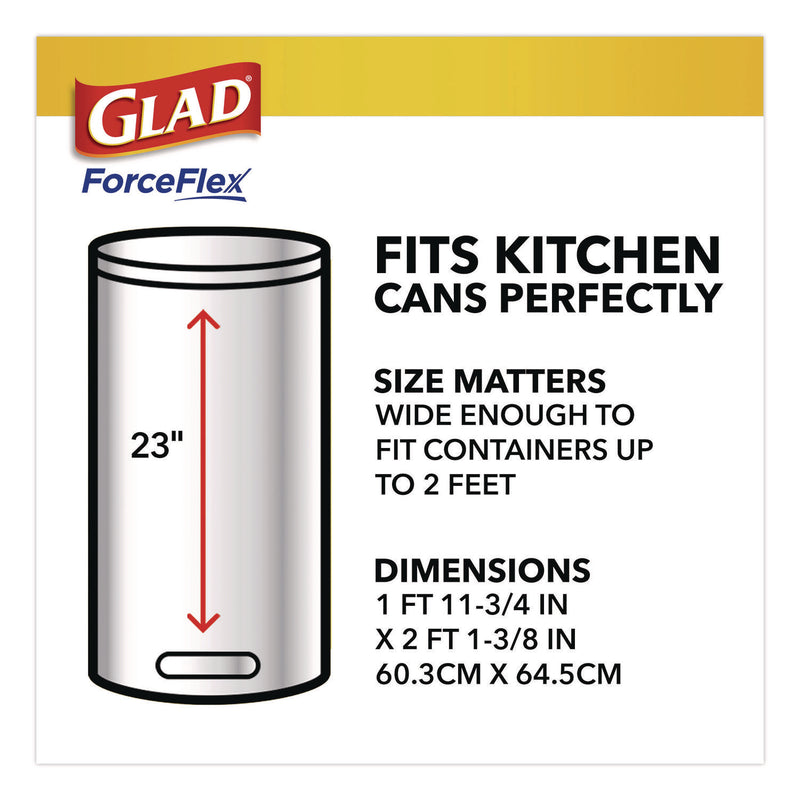 Glad® ForceFlex Kitchen Drawstring Trash Bags, Drawstring, 13 gal, Unscented, 23.47 x 25.38, White, 110 Bags/Box, 3 Boxes/Carton (CLO22541CT) Case of 330