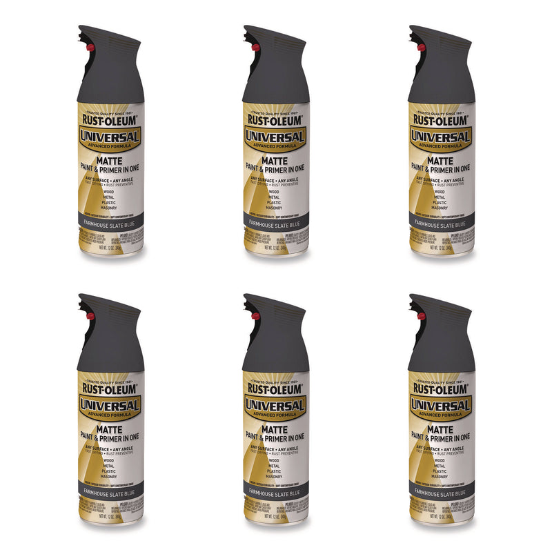 Rust-Oleum® Universal Premium Spray Paint, Matte Slate Blue, 12 oz Aerosol Can, 6/Carton (RST376723) Case of 6