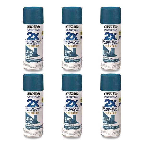 Rust-Oleum® Painter's Touch 2X Ultra Cover Spray Paint, Ultra Matte Blue, 12 oz Aerosol Can, 6/Carton (RST331188) Case of 6