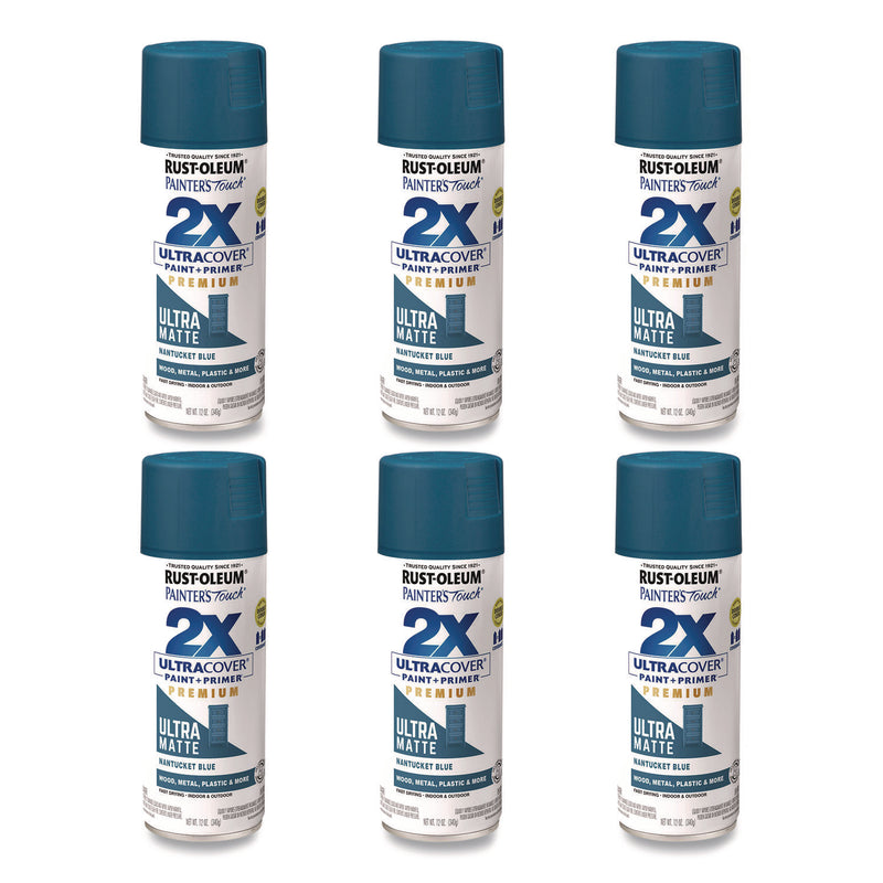 Rust-Oleum® Painter's Touch 2X Ultra Cover Spray Paint, Ultra Matte Blue, 12 oz Aerosol Can, 6/Carton (RST331188) Case of 6