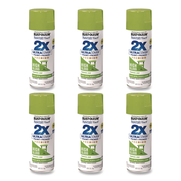 Rust-Oleum® Painter's Touch 2X Ultra Cover Spray Paint, High Gloss Tropical Leaf, 12 oz Aerosol Can, 6/Carton (RST331179) Case of 6