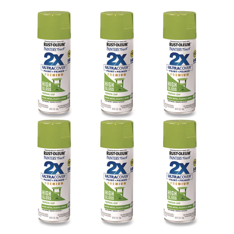 Rust-Oleum® Painter's Touch 2X Ultra Cover Spray Paint, High Gloss Tropical Leaf, 12 oz Aerosol Can, 6/Carton (RST331179) Case of 6