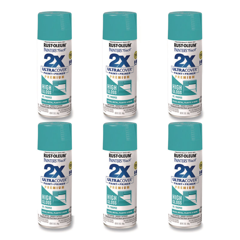 Rust-Oleum® Painter's Touch 2X Ultra Cover Spray Paint, High Gloss St. Tropez, 12 oz Aerosol Can, 6/Carton (RST331175) Case of 6