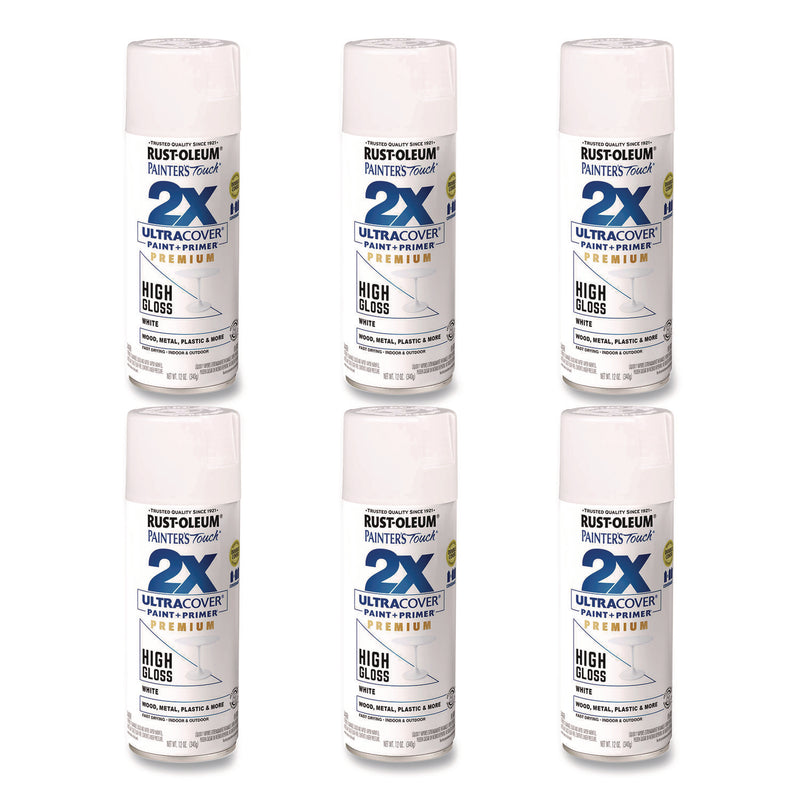 Rust-Oleum® Painter's Touch 2X Ultra Cover Spray Paint, High Gloss White, 12 oz Aerosol Can, 6/Carton (RST331171) Case of 6