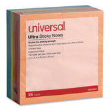 Universal® Ultra Sticky Note Pads, 3" x 3", Assorted, 100 Sheets/Pad, 24 Pads/Pack (UNV35631) Pack of 24