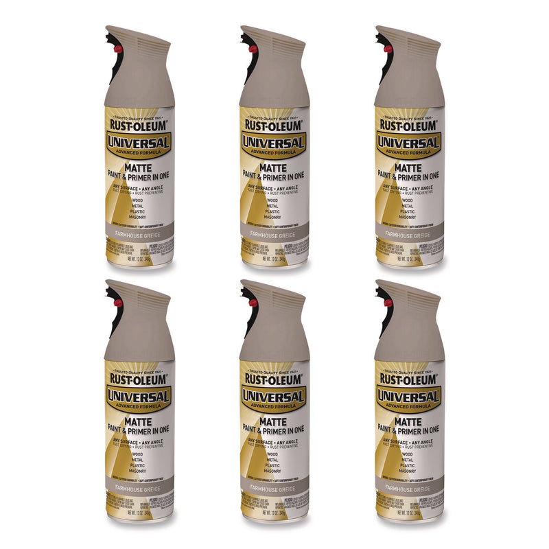 Rust-Oleum® Universal Premium Spray Paint, Matte Greige, 12 oz Aerosol Can, 6/Carton (RST376724) Case of 6