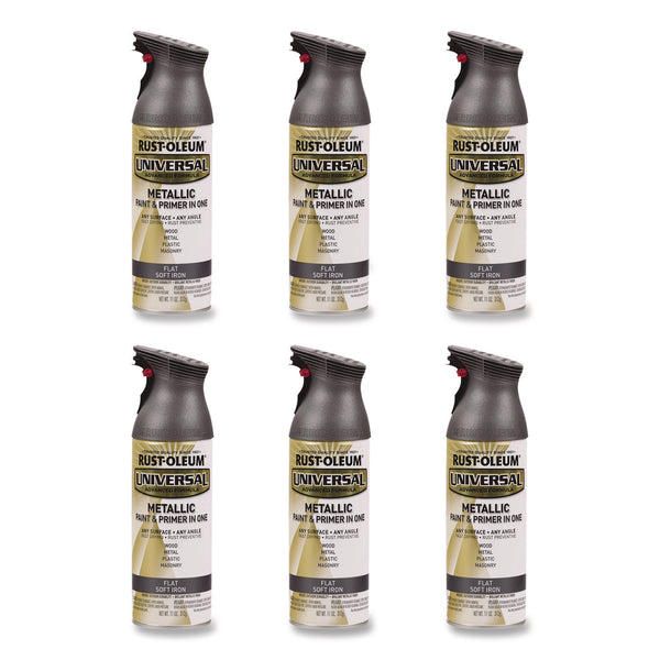 Rust-Oleum® Universal Premium Spray Paint, Flat Iron, 12 oz Aerosol Can, 6/Carton (RST271473) Case of 6