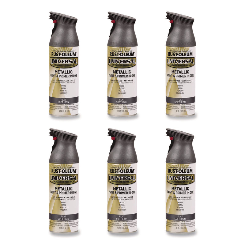 Rust-Oleum® Universal Premium Spray Paint, Flat Iron, 12 oz Aerosol Can, 6/Carton (RST271473) Case of 6