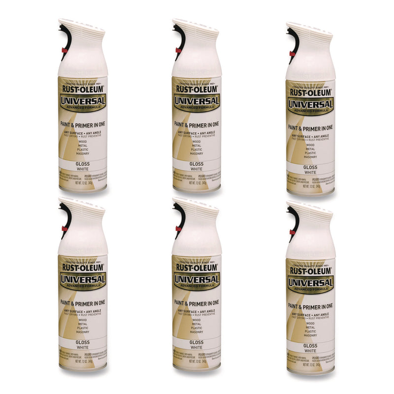 Rust-Oleum® Universal Premium Spray Paint, Gloss White, 12 oz Aerosol Can, 6/Carton (RST245199) Case of 6