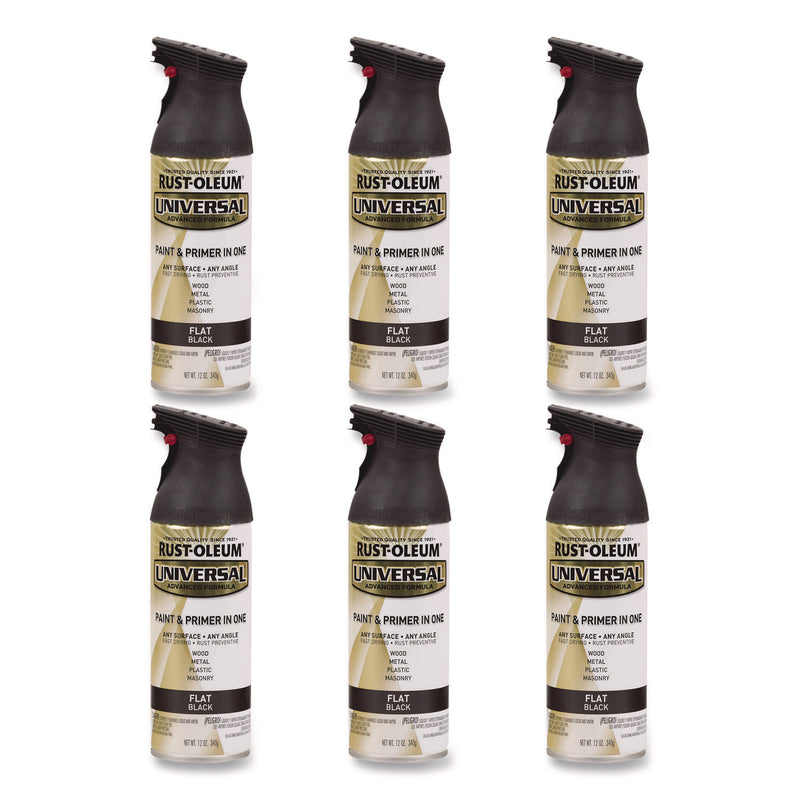 Rust-Oleum® Universal Premium Spray Paint, Flat Black, 12 oz Aerosol Can, 6/Carton (RST245198) Case of 6