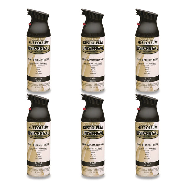 Rust-Oleum® Universal Premium Spray Paint, Gloss Black, 12 oz Aerosol Can, 6/Carton (RST245196) Case of 6