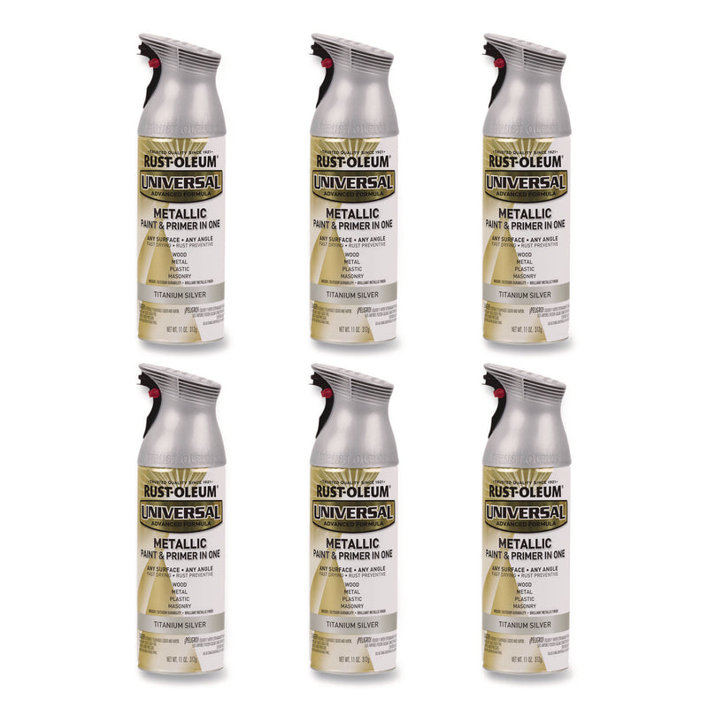 Rust-Oleum® Universal Premium Spray Paint, Metallic Silver, 12 oz Aerosol Can, 6/Carton (RST245220) Case of 6