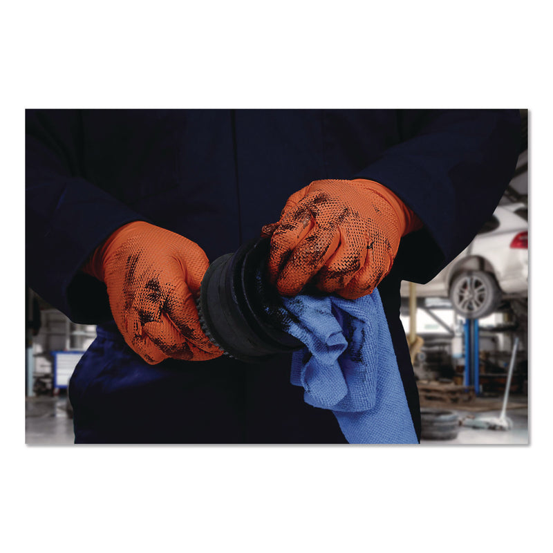 GloveWorks® by AMMEX® Ultra Industrial Flock-Lined Nitrile Disposable Gloves, Medium, 8 mil Thick, 9.06" Long, Orange, 50/Box, 10 Boxes/Carton (AXCGWUOFN44050) Case of 500
