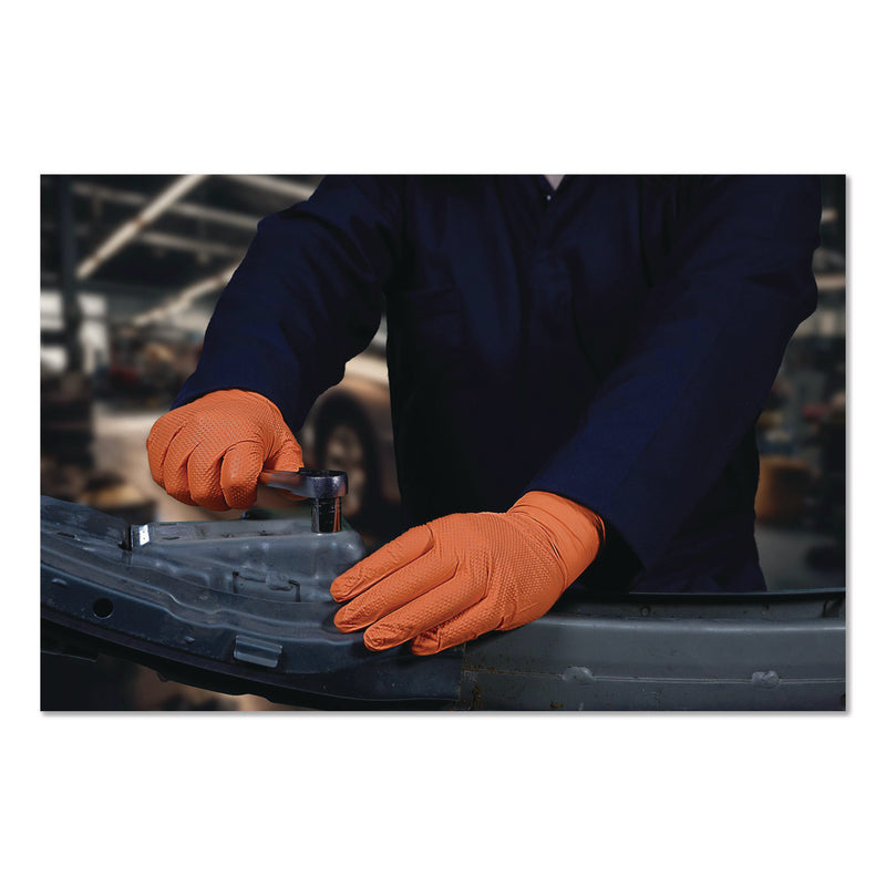 GloveWorks® by AMMEX® Ultra Industrial Flock-Lined Nitrile Disposable Gloves, Medium, 8 mil Thick, 9.06" Long, Orange, 50/Box, 10 Boxes/Carton (AXCGWUOFN44050) Case of 500